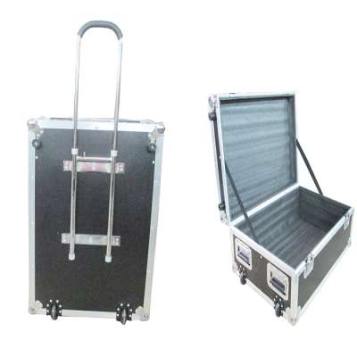 aluminum  case with  trolley   for tools with  plate and divider inside logo print