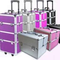 design professional rolling trolley make up case,train aluminum trolley case trolley cosmetics case Aluminum make up studio