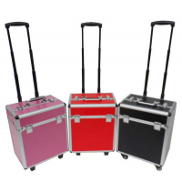 classics pattern aluminum cosmetic trolley case with makeup factory direct