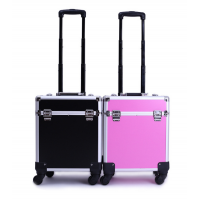 fashion professional cosmetic trolley case with beauty display with wheels